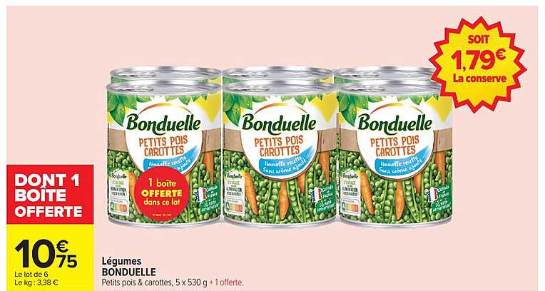Légumes BONDUELLE - Petits pois & carottes