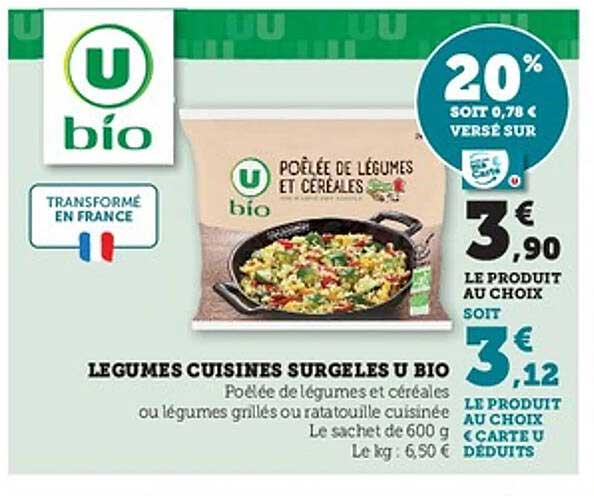 Légumes cuisinés surgelés U Bio