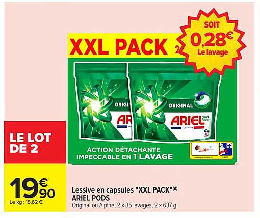 Lessive en capsules "XXL PACK" ARIEL PODS