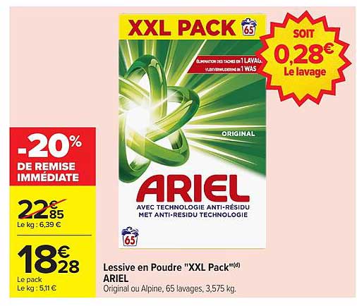 Lessive en Poudre 'XXL Pack' ARIEL