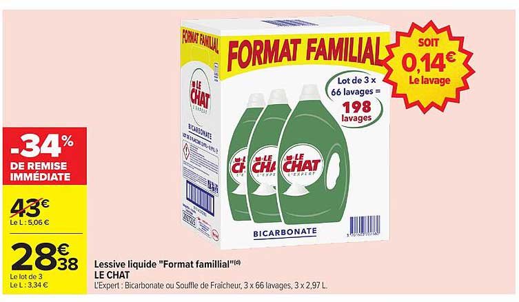 Lessive liquide 'Format familial' (tm) LE CHAT