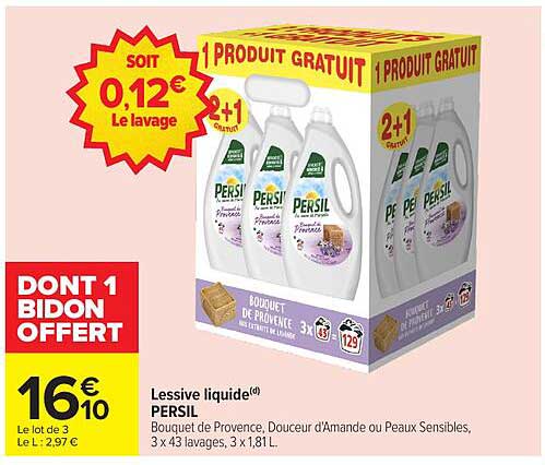 Lessive liquide Persil Bouquet de Provence, Douceur d'Amande ou Peaux Sensibles
