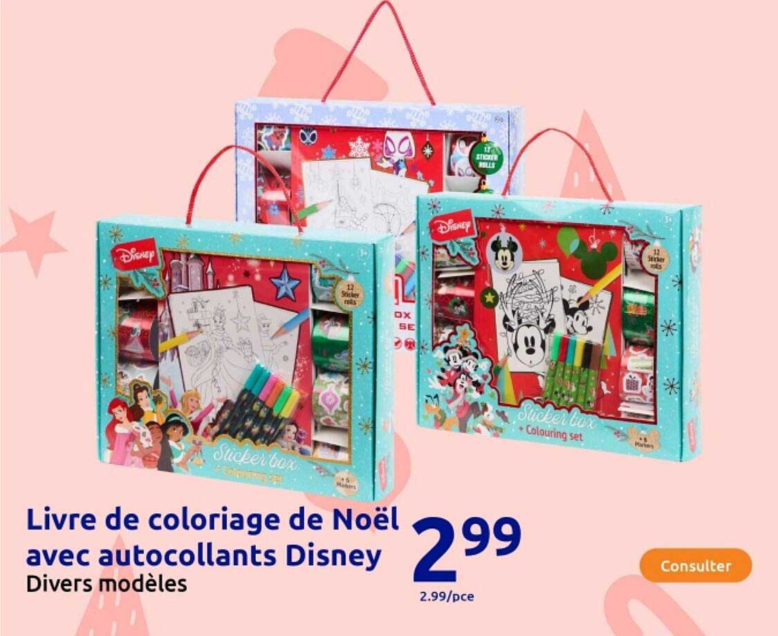 Livre de coloriage de Noël avec autocollants Disney