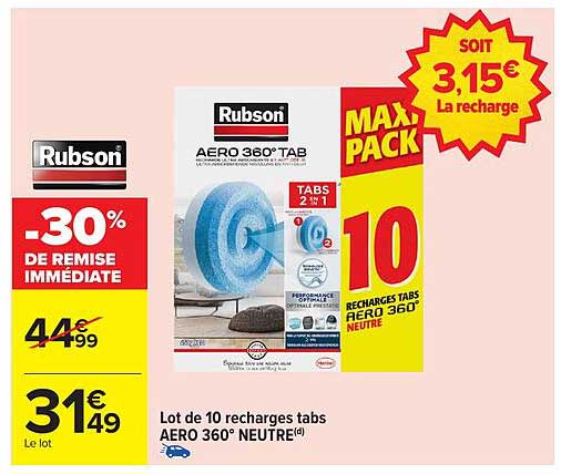 Lot de 10 recharges tabs AERO 360° NEUTRE