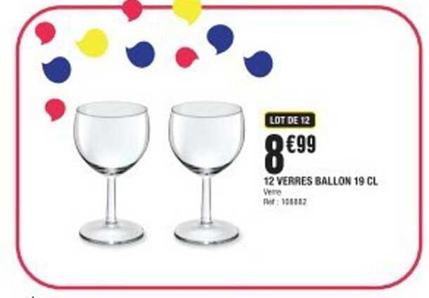 LOT DE 12 12 VERRES BALLON 19 CL