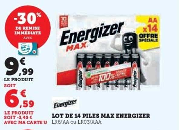 LOT DE 14 PILES MAX ENERGIZER