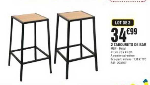 LOT DE 2 TABOURETS DE BAR