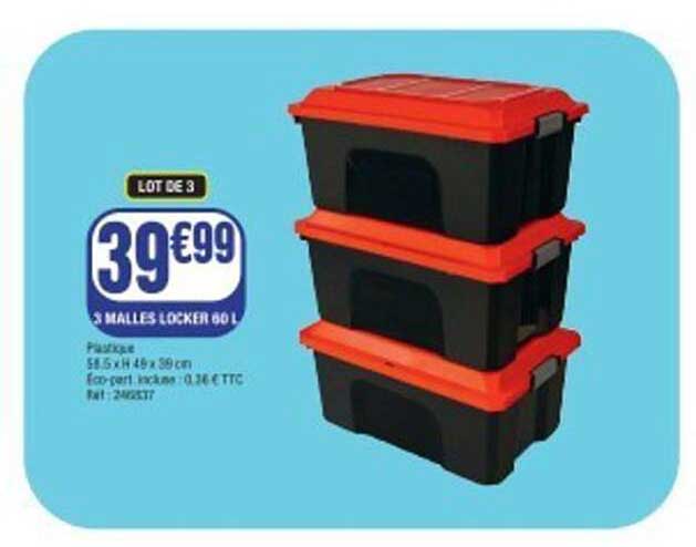 LOT DE 3 MALLES LOCKER 60 L