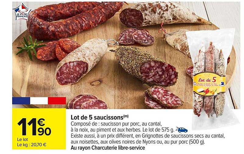 Lot de 5 saucissons