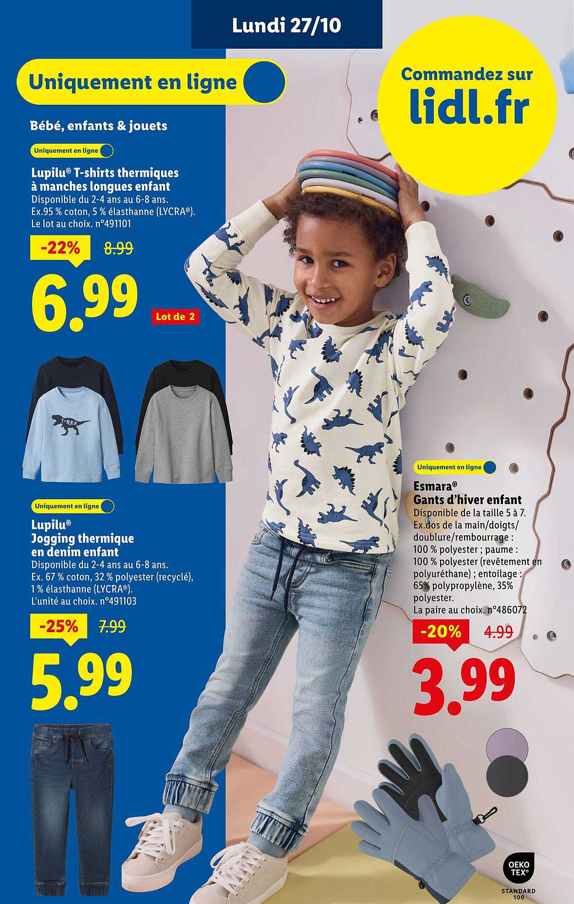Lupilu® T-shirts thermiques à manches longues enfant