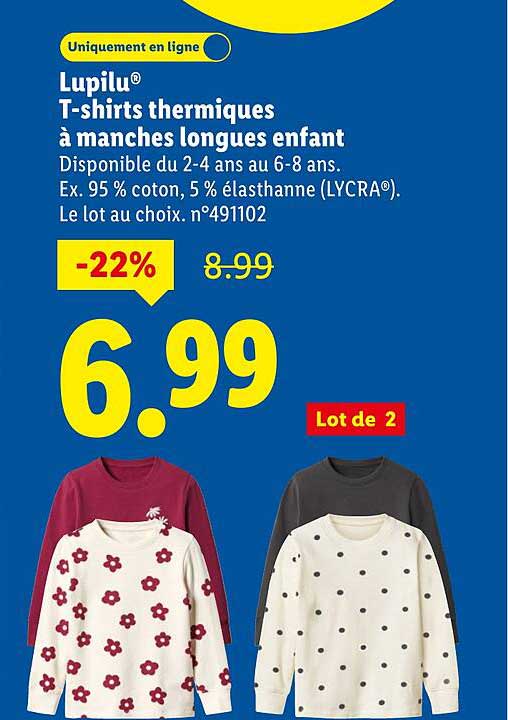 Lupilu® T-shirts thermiques à manches longues enfant