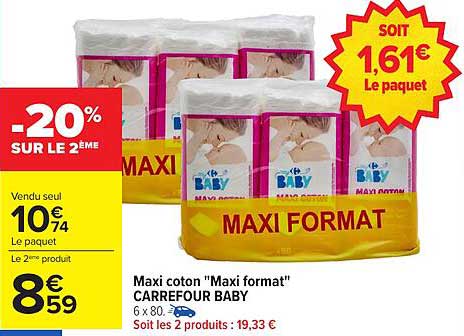 Maxi coton "Maxi format" CARREFOUR BABY