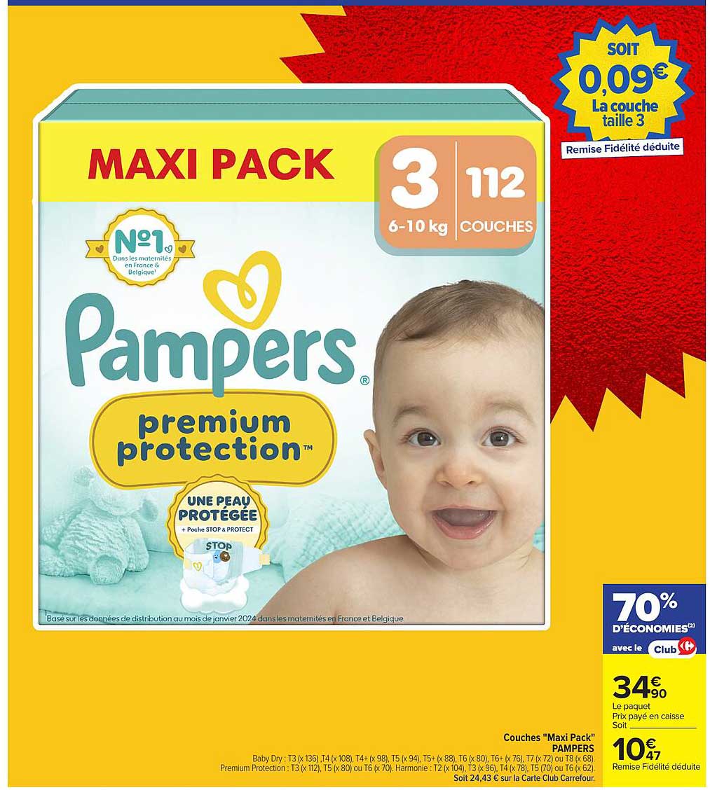MAXI PACK 112 COUCHES PAMPERS PREMIUM PROTECTION