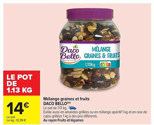 Mélange graines et fruits DACO BELLO