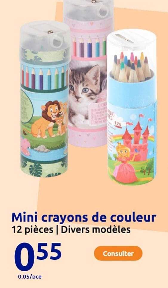 Mini crayons de couleur 12 pièces | Divers modèles