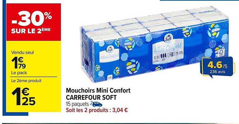 Mouchoirs Mini Confort CARREFOUR SOFT