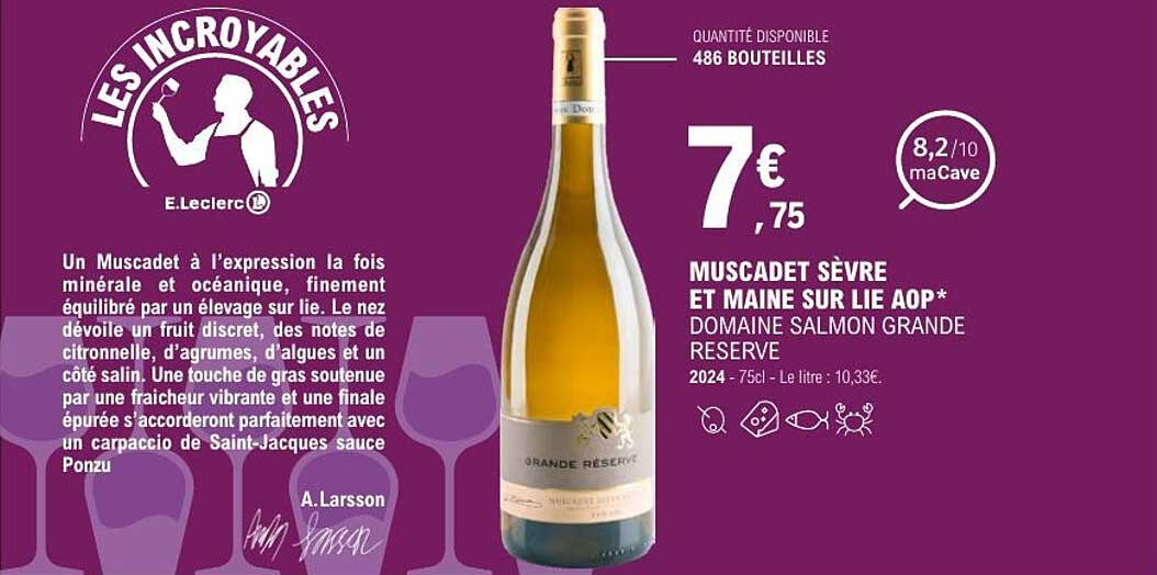 MUSCADET SÈVRE ET MAINE SUR LIE AOP* DOMAINE SALMON GRANDE RÉSERVE