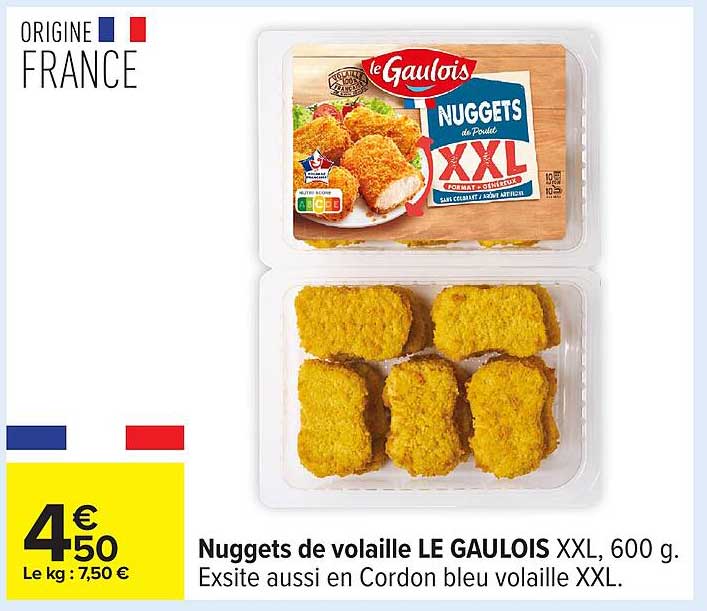 Nuggets de volaille LE GAULOIS XXL, 600 g.