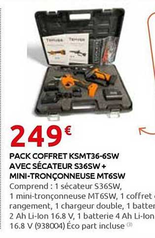 PACK COFFRET KSMT36-6SW AVEC SÉCATEUR S365W + MINI-TRONÇONNEUSE MT6SW
