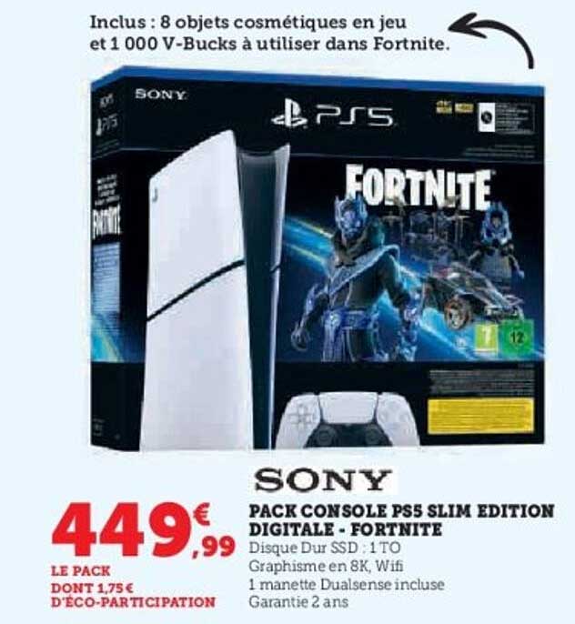 PACK CONSOLE PS5 SLIM EDITION DIGITALE - FORTNITE