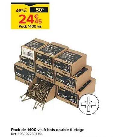 Pack de 1400 vis à bois double filetage