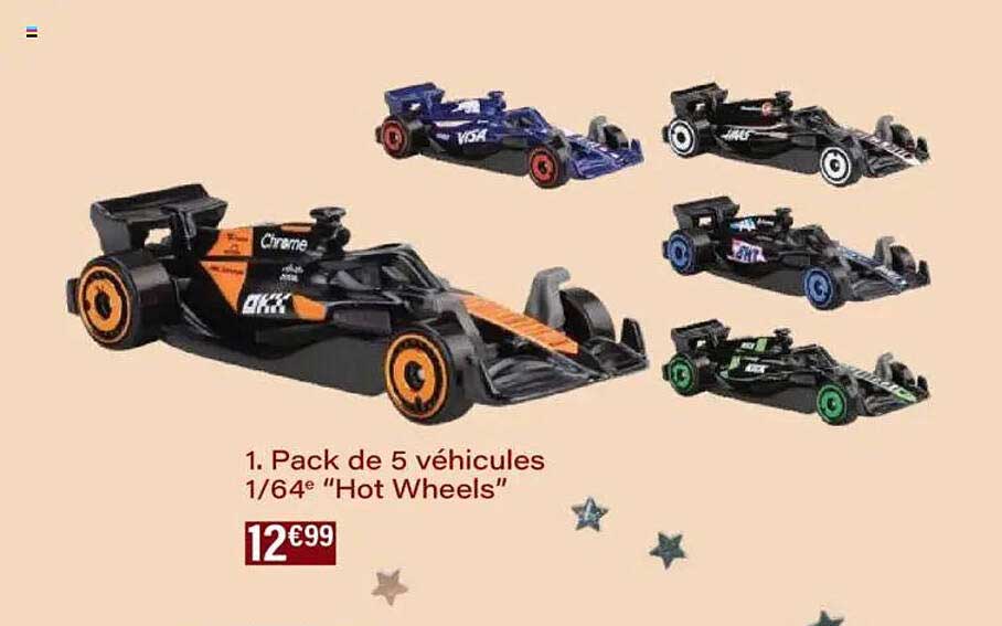 Pack de 5 véhicules 1/64€ "Hot Wheels"
