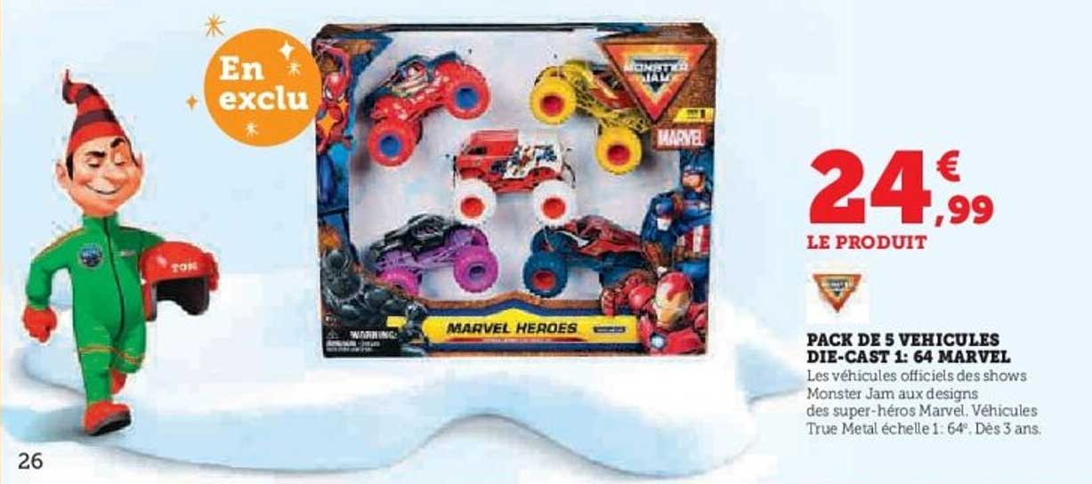 PACK DE 5 VEHICULES DIE-CAST 1: 64 MARVEL