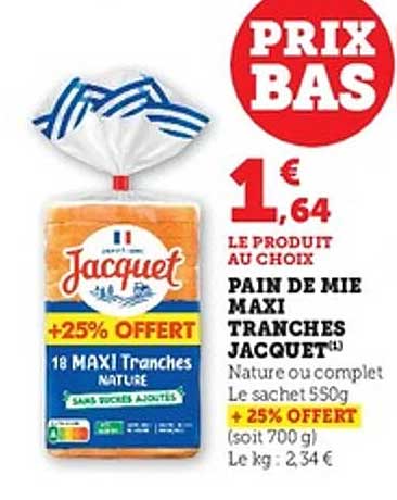 PAIN DE MIE MAXI TRANCHES JACQUET