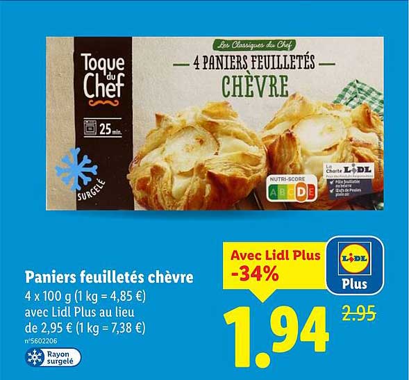 Paniers feuilletés chèvre