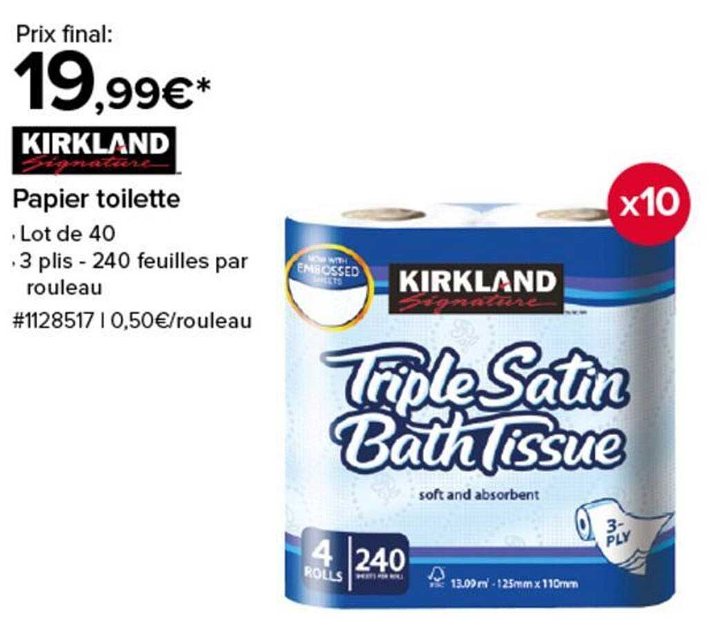Papier toilette Kirkland Triple Satin - Lot de 40