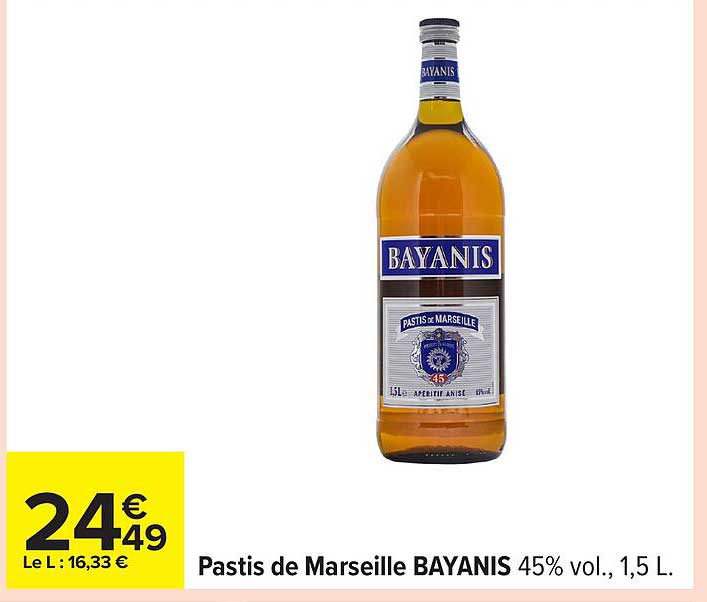 Pastis de Marseille BAYANIS 45% vol., 1,5 L