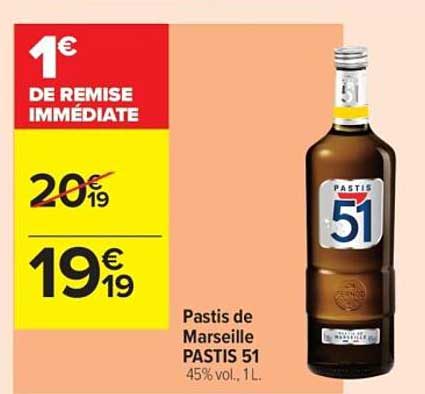 Pastis de Marseille PASTIS 51 45% vol., 1 L