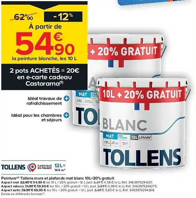 Peinture blanche, les 10 L
