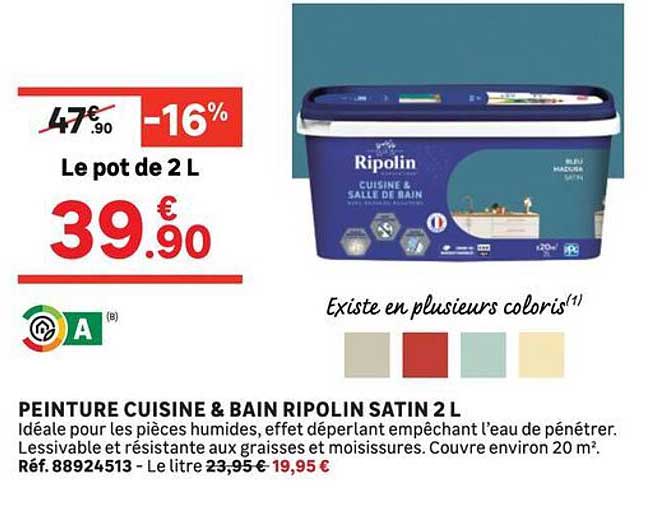 PEINTURE CUISINE & BAIN RIPOLIN SATIN 2 L