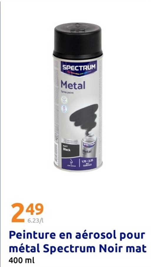 Peinture en aérosol pour métal Spectrum Noir mat