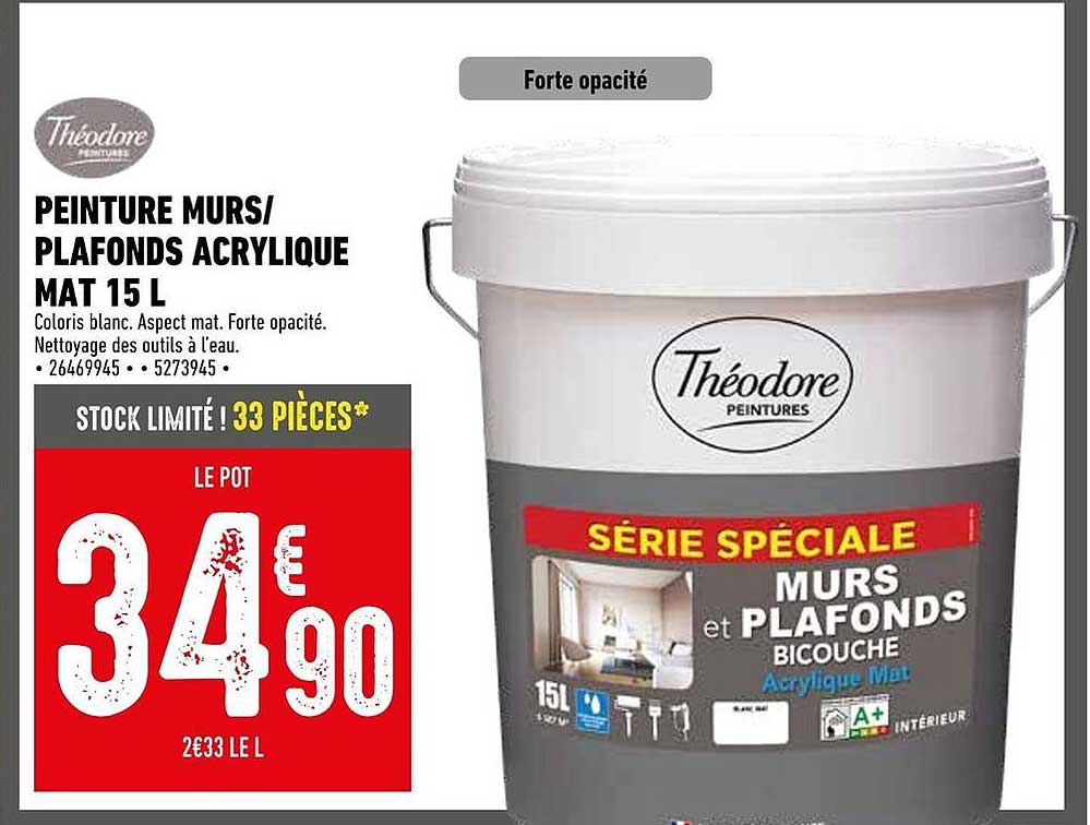 PEINTURE MURS/PLAFONDS ACRYLIQUE MAT 15 L