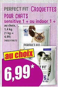 PERFECT FIT Croquettes pour chats sensitive 1 + ou indoor 1 +