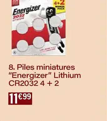Piles miniatures “Energizer” Lithium CR2032 4 + 2