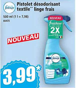 Pistolet désodorisant textile* linge frais
