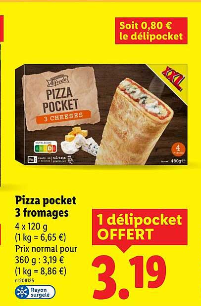 Pizza pocket 3 fromages