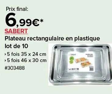 Plateau rectangulaire en plastique lot de 10