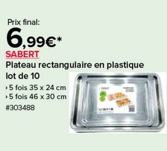 Plateau rectangulaire en plastique lot de 10