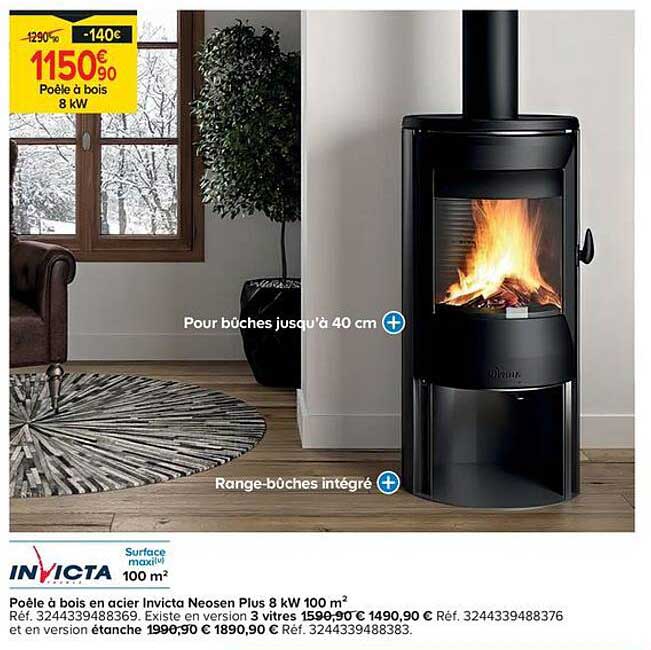 Poêle à bois Invicta Neosen Plus 8 kW