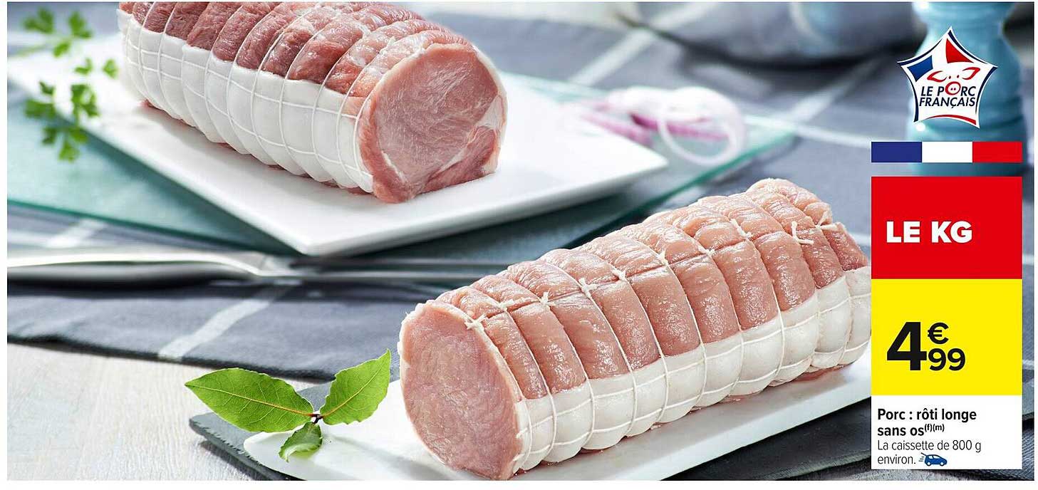 Porc : rôti long sans os