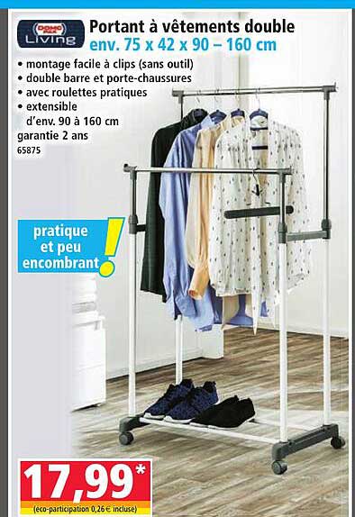 Portant à vêtements double