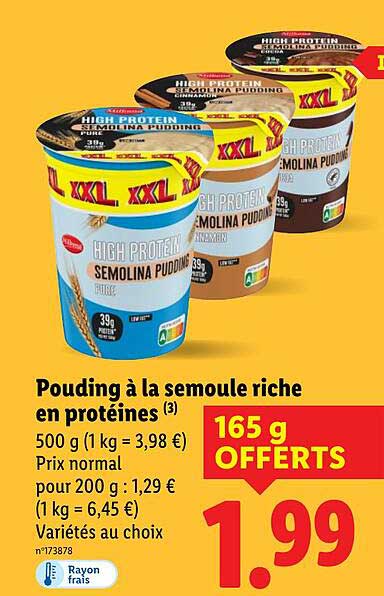 Pouding à la semoule riche en protéines