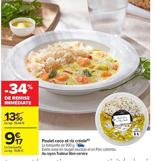 Poulet coco et riz créole