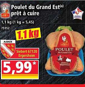 Poulet du Grand Est(a) prêt à cuire