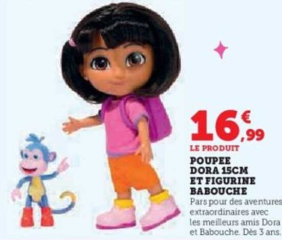 POUPÉE DORA 15CM ET FIGURINE BABOUCHE