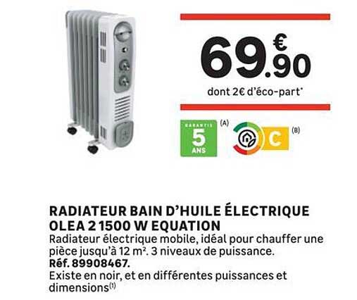 RADIATEUR BAIN D’HUILE ÉLECTRIQUE OLEA 2 1500 W ÉQUATION